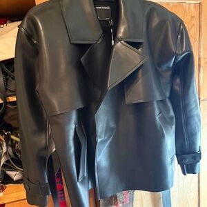 Naked Wardrobe Black Faux Leather Coat